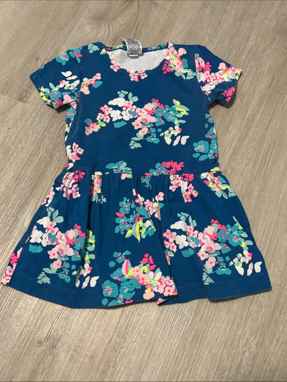 Bonds Navy Floral Short-Sleeve Dress with Pink Accents